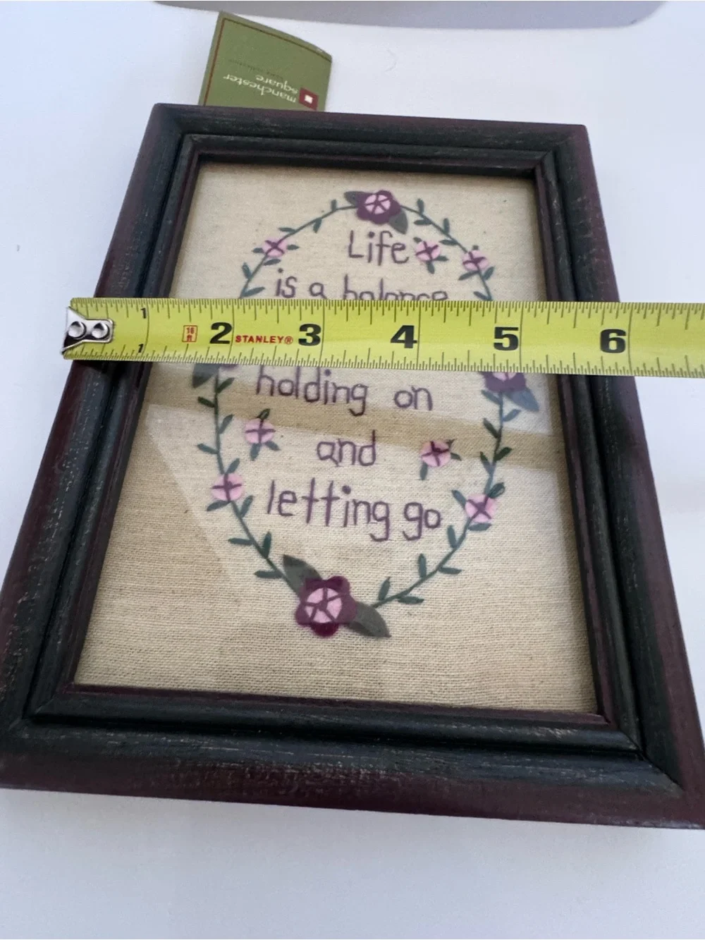 Life Quote Primitive Framed Stitchery Farmhouse Cottagecore Folk Art Wall Decor